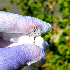 Solid 14k gold 6×10mm radiant moissanite ring